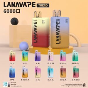 LANA 6000口拋棄式電子煙 Mesh網芯爆汁口感 3%丁鹽順滑擊喉 Type-C快充 550mAh長效續航 8ml巨量裝 CP值天花板 台灣現貨秒發