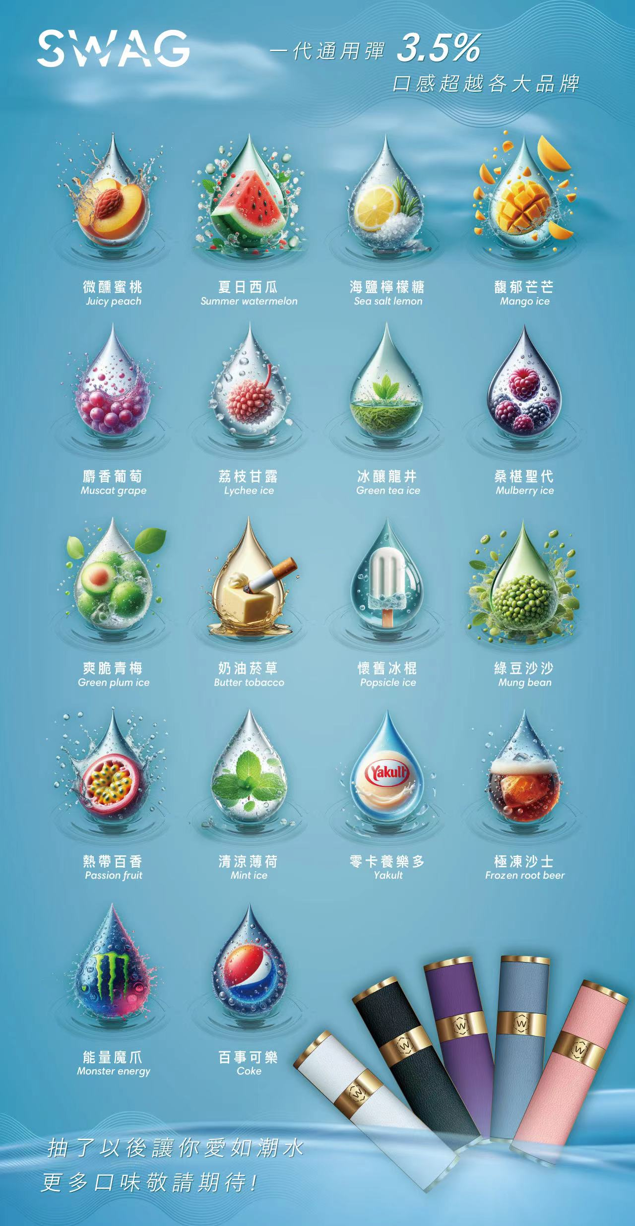 SWAG 一代通用潮流煙彈3.5% 獨家解癮配方 細緻陶瓷霧化技術 層次分明不嗆喉(限時買五送一皮革主機 通用多款一代主機 台灣現貨):圖片 2